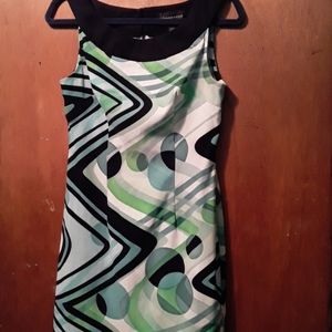 Green/Black/ White dress